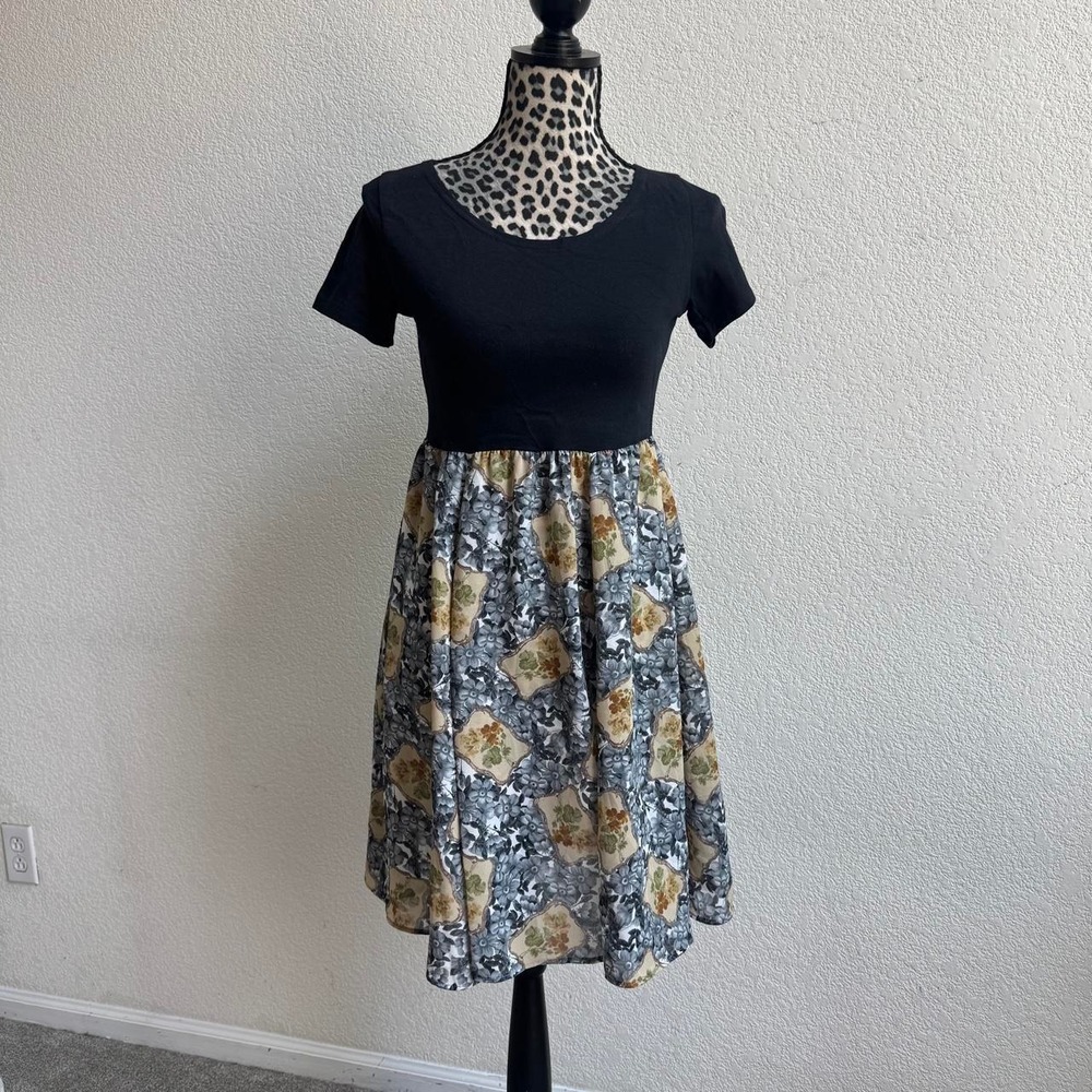 Marnie West vintage black and floral print midi dress